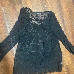You Are Not Alone- Black Floral Lace Long Sleeve Shirt